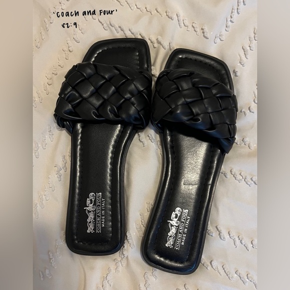 Coach and Four Black Woven Sandals - Picture 1 of 1